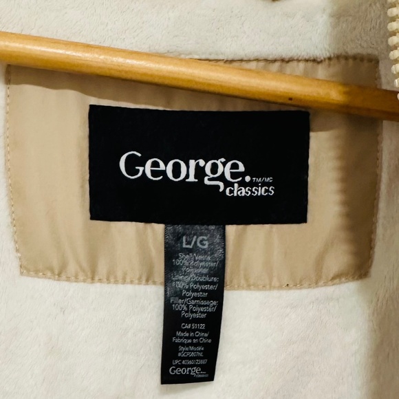 George  Ladies Large   Beige/ Tan Coloured Winter Jacket With Hood - Picture 7 of 9